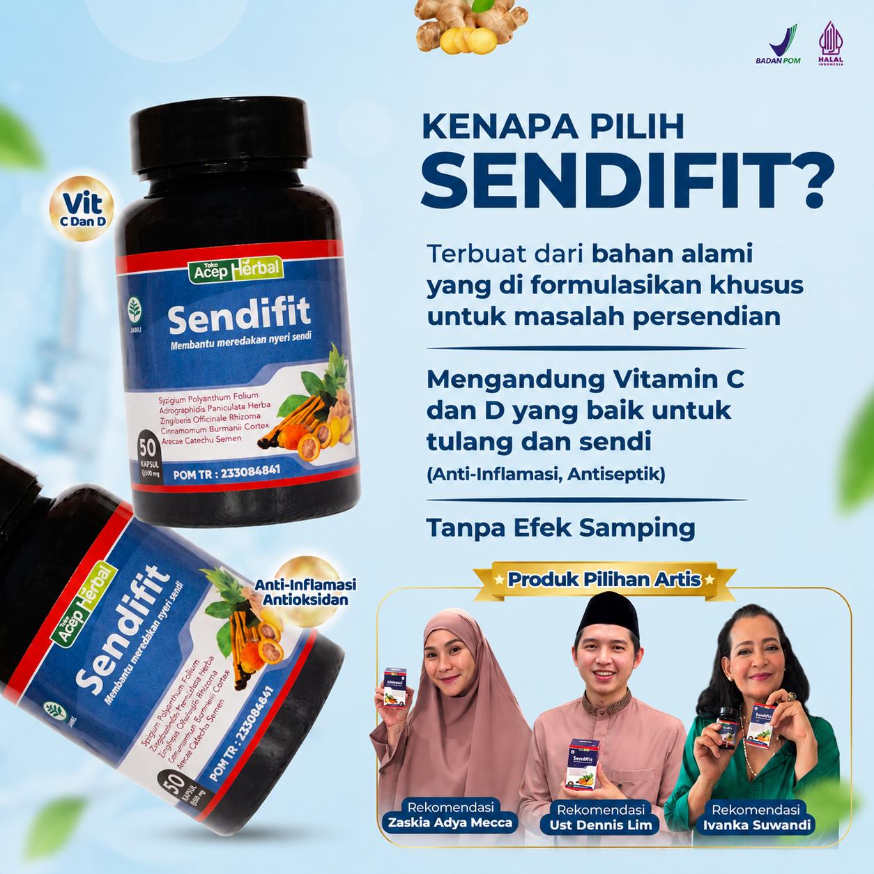 SendiFit Original - Herbal Asam Urat Rematik Sakit Lutut Nyeri Sendi Rematik Isi 50 Kapsul 2