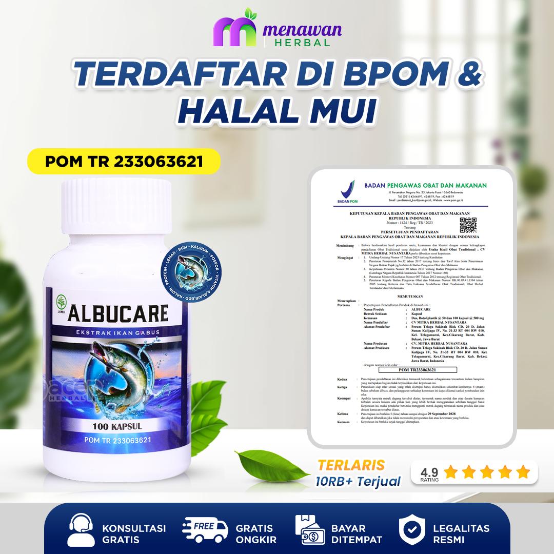 Albucare - Ekstrak Albumin, Asam Amino, Protein Ikan Gabus Pengering Luka & Vitamin Pemulihan Pasca Operasi Luka Infeksi Halal MUI & BPOM Isi 100 Kapsul 5