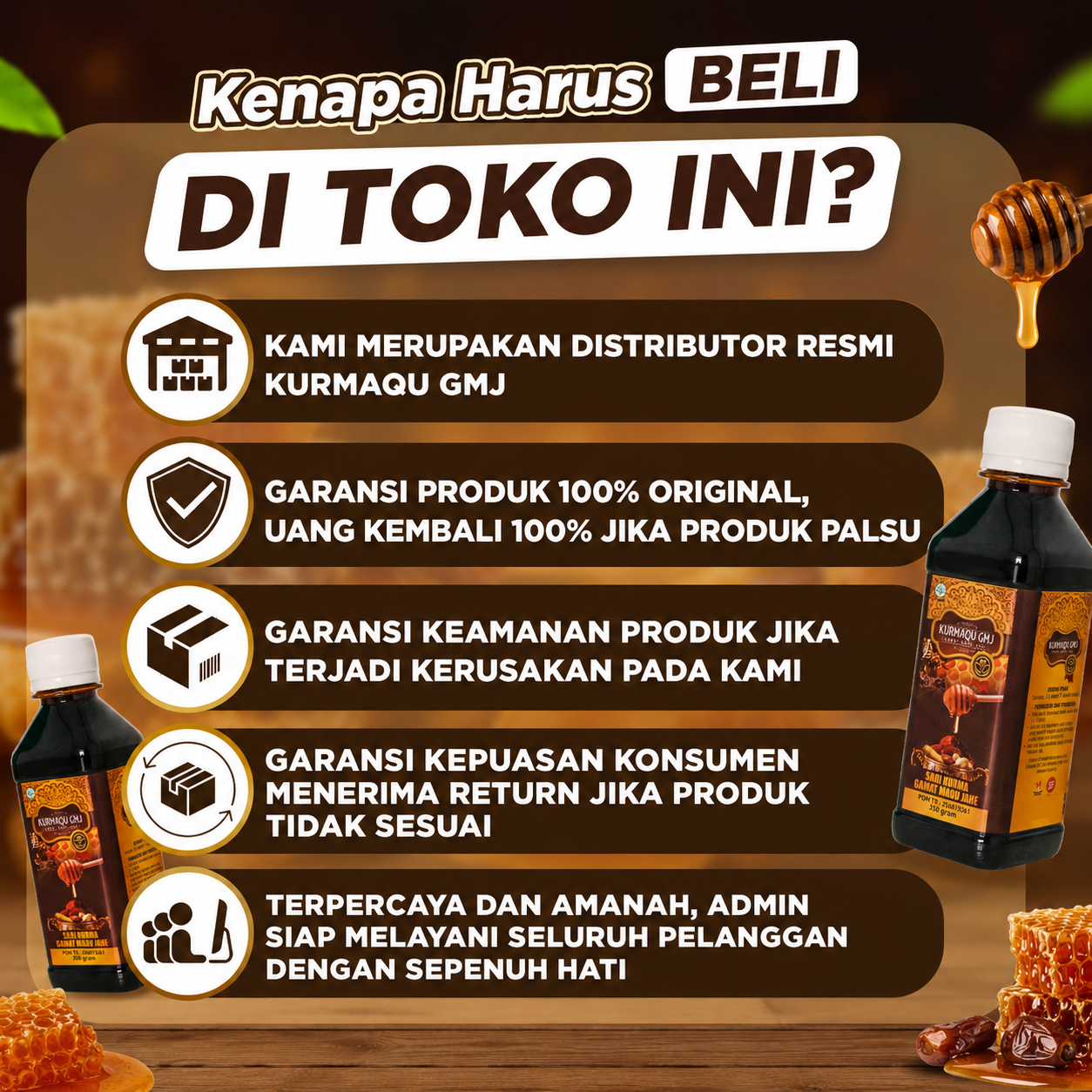 KurmaQu GMJ  Sari Kurma Madu Gamat Jahe Isi 350g Untuk Bantu Flek Paru Asma Dan Sesak Nafas 3