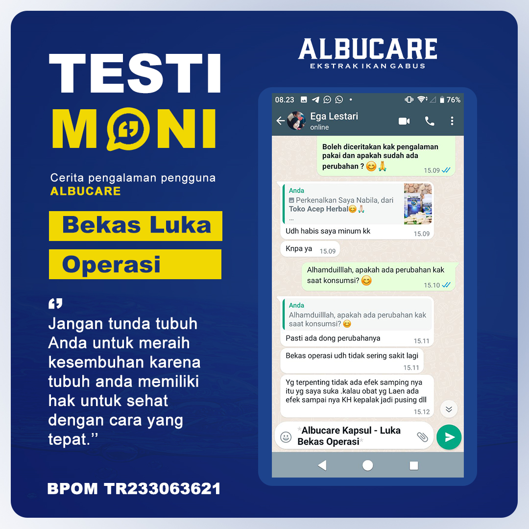 Albucare - Ekstrak Albumin, Asam Amino, Protein Ikan Gabus Pengering Luka & Vitamin Pemulihan Pasca Operasi Luka Infeksi Halal MUI & BPOM Isi 100 Kapsul 7