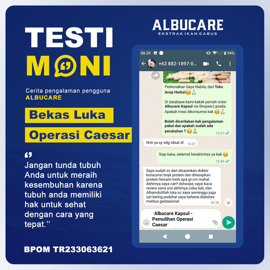 Albucare - Ekstrak Albumin, Asam Amino, Protein Ikan Gabus Pengering Luka & Vitamin Pemulihan Pasca Operasi Luka Infeksi Halal MUI & BPOM Isi 100 Kapsul 9