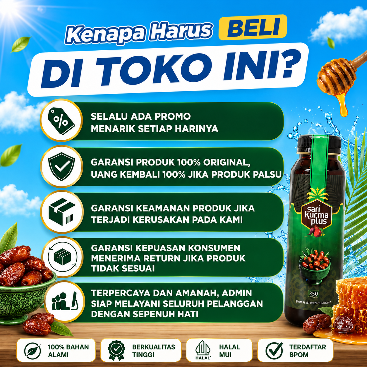 Sari Kurma Plus Untuk Vertigo Pusing Kliyengan Anemia Penambah HB Rendah Vitamin Badan Lemas Isi 350gram BPOM Halal MUI 5